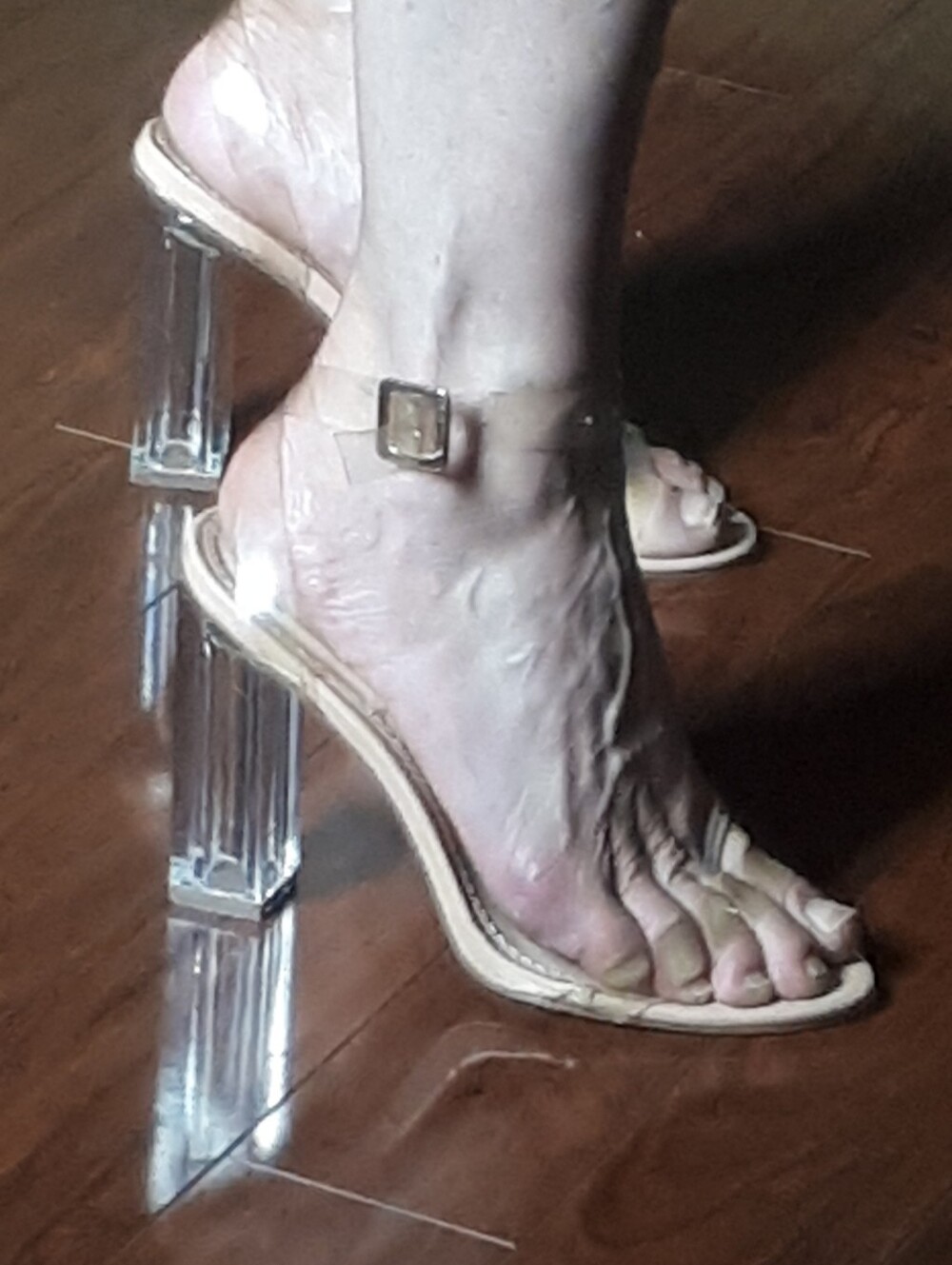 Cape Robbin Blush Nude Clear Strap Block Heel Sandals